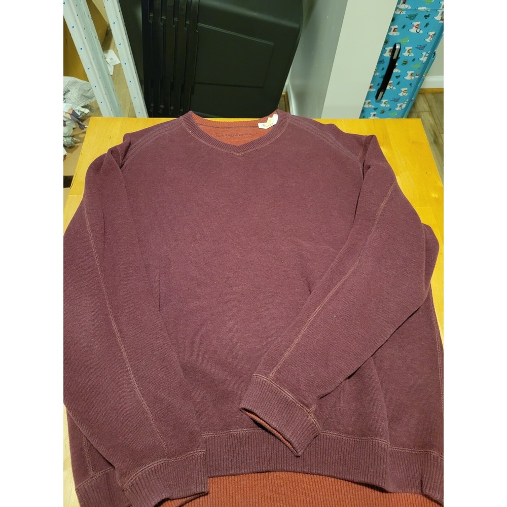 Tommy Bahama Sweater Mens XL Red Reversible Knit Pullover Sweatshirt Crew VTG